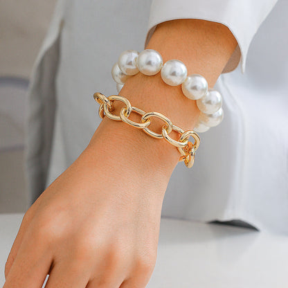Big Round Bead Pearl Bracelet