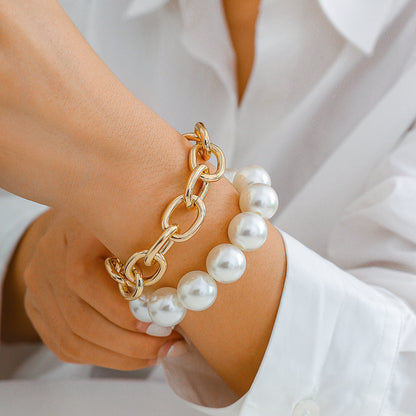 Big Round Bead Pearl Bracelet