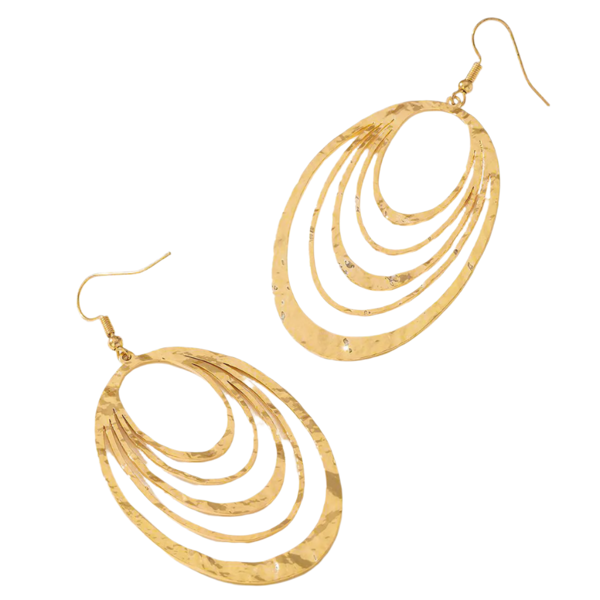 3-Layer Oval Dangle Earrings