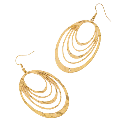 3-Layer Oval Dangle Earrings