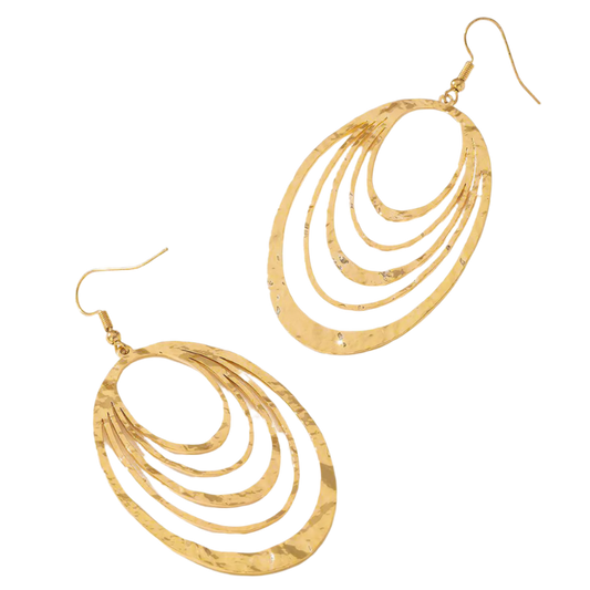 3-Layer Oval Dangle Earrings