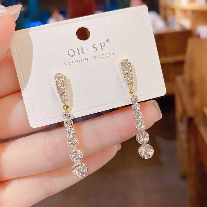 Rhinestone Tassel Earrings