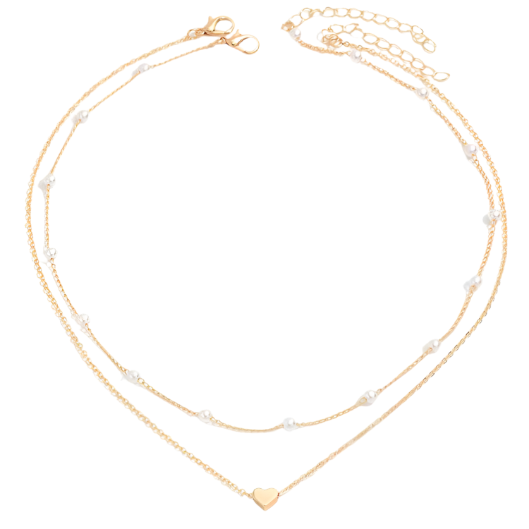 Double Layer Pearl Heart Necklace