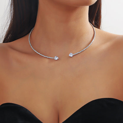 Rhinestone Heart Choker