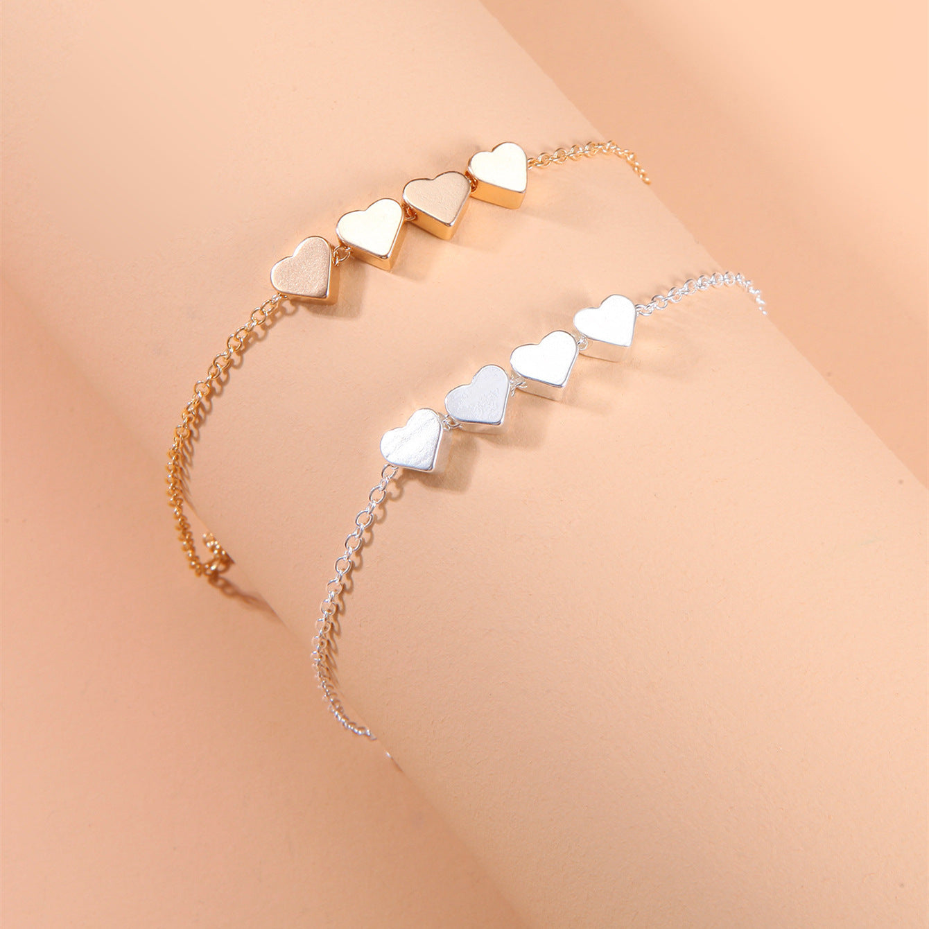 Thin Heart Chain Bracelet