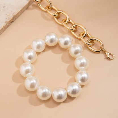 Big Round Bead Pearl Bracelet